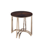 24inches X 24inches X 24inches Walnut And Champagne Metal End Table