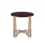 24inches X 24inches X 24inches Walnut And Champagne Metal End Table