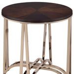 24inches X 24inches X 24inches Walnut And Champagne Metal End Table