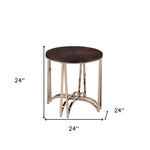 24inches X 24inches X 24inches Walnut And Champagne Metal End Table