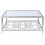 40inches X 40inches X 18inches Nickel  Clear Glass Coffee Table