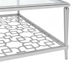 40inches X 40inches X 18inches Nickel  Clear Glass Coffee Table