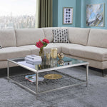40inches X 40inches X 18inches Nickel  Clear Glass Coffee Table