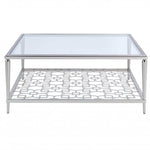 40inches X 40inches X 18inches Nickel  Clear Glass Coffee Table