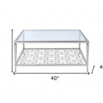 40inches X 40inches X 18inches Nickel  Clear Glass Coffee Table
