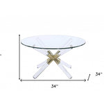 34inches X 34inches X 18inches Gold Clear Acrylic And Clear Glass Coffee Table