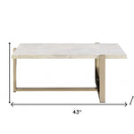 43inches X 26inches X 18inches Chrome And White Metal Tube Coffee Table