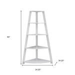 White Bookcase Corner Accent Shelf