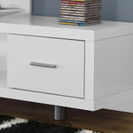 15.75inches x 60inches x 24inches Black Grey Particle Board Hollow Core Metal TV Stand with a Drawer