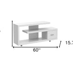 15.75inches x 60inches x 24inches Black Grey Particle Board Hollow Core Metal TV Stand with a Drawer