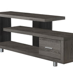 15.75inches x 60inches x 24inches Black Grey Particle Board Hollow Core Metal TV Stand with a Drawer