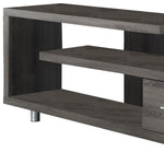 15.75inches x 60inches x 24inches Black Grey Particle Board Hollow Core Metal TV Stand with a Drawer