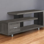15.75inches x 60inches x 24inches Black Grey Particle Board Hollow Core Metal TV Stand with a Drawer