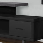 15.75inches x 60inches x 24inches Black Grey Particle Board Hollow Core Metal TV Stand with a Drawer