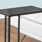 18.25inches x 10.25inches x 24inches Black Metal Tempered Glass Accent Table