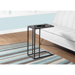 18.25inches x 10.25inches x 24inches Black Metal Tempered Glass Accent Table