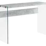 15.75inches x 44inches x 32inches Dark Taupe Clear Particle Board Tempered Glass  Accent Table