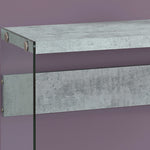 15.75inches x 44inches x 32inches Dark Taupe Clear Particle Board Tempered Glass  Accent Table