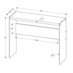 15.75inches x 44inches x 32inches Dark Taupe Clear Particle Board Tempered Glass  Accent Table