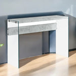 15.75inches x 44inches x 32inches Dark Taupe Clear Particle Board Tempered Glass  Accent Table