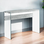 15.75inches x 44inches x 32inches Dark Taupe Clear Particle Board Tempered Glass  Accent Table