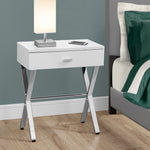 12" x 18.25" x 22.25" Dark Taupe Finish and Chrome Metal Accent Table