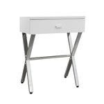 12" x 18.25" x 22.25" Dark Taupe Finish and Chrome Metal Accent Table