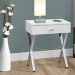 12" x 18.25" x 22.25" Dark Taupe Finish and Chrome Metal Accent Table
