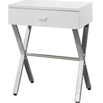 12" x 18.25" x 22.25" Dark Taupe Finish and Chrome Metal Accent Table