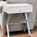 12" x 18.25" x 22.25" Dark Taupe Finish and Chrome Metal Accent Table