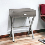 12" x 18.25" x 22.25" Dark Taupe Finish and Chrome Metal Accent Table