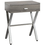 12" x 18.25" x 22.25" Dark Taupe Finish and Chrome Metal Accent Table