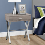 12" x 18.25" x 22.25" Dark Taupe Finish and Chrome Metal Accent Table