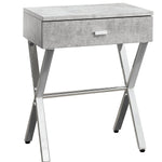 12" x 18.25" x 22.25" Dark Taupe Finish and Chrome Metal Accent Table