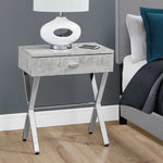 12" x 18.25" x 22.25" Dark Taupe Finish and Chrome Metal Accent Table