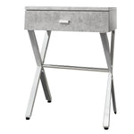 12" x 18.25" x 22.25" Dark Taupe Finish and Chrome Metal Accent Table