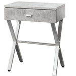 12" x 18.25" x 22.25" Dark Taupe Finish and Chrome Metal Accent Table