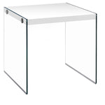 35.5inches Glossy White Particle Board and Clear Glass Two Pieces Nesting Table Set