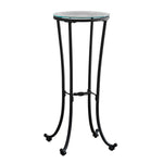 12inches x 12inches x 28.5inches Black Clear Metal Tempered Glass Accent Table
