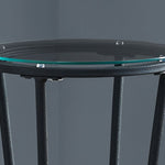 12inches x 12inches x 28.5inches Black Clear Metal Tempered Glass Accent Table