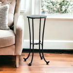 12inches x 12inches x 28.5inches Black Clear Metal Tempered Glass Accent Table