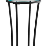 12inches x 12inches x 28.5inches Black Clear Metal Tempered Glass Accent Table