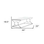 22inches x 44inches x 18.5inches White Metal  Coffee Table