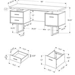 23.75inches x 60inches x 30.25inches White Silver Particle Board Hollow Core Metal  Computer Desk With A Hollow Core