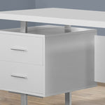 23.75inches x 60inches x 30.25inches White Silver Particle Board Hollow Core Metal  Computer Desk With A Hollow Core