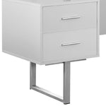 23.75inches x 60inches x 30.25inches White Silver Particle Board Hollow Core Metal  Computer Desk With A Hollow Core