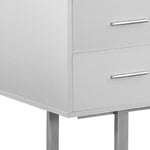 23.75inches x 60inches x 30.25inches White Silver Particle Board Hollow Core Metal  Computer Desk With A Hollow Core