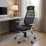 23.75inches x 28inches x 93.75inches White Grey Foam  Office Chair With A High Back
