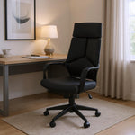24.5" x 25" x 95.5" Black Brown Foam MetalLeather Look  Office Chair
