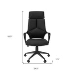 24.5" x 25" x 95.5" Black Brown Foam MetalLeather Look  Office Chair